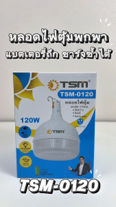 ไฟตุ้มแบบพกพา รุ่น TSM-0120 แสงขาว กำลังไฟ 120W พอร์ตชาร์จ Type-C มีตะขอสำหรับแขวน มีแบตเตอรี่ในตัว