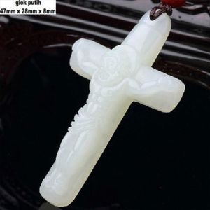 Batu Giok Ukiran Salib Natural Original