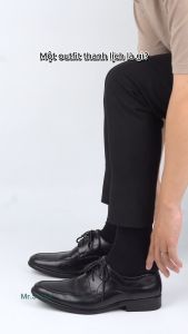 Tất nam công cở cổ cao Mr.Socks màu đen họa tiết gân chìm chất liệu cotton cao cấp thoáng khí -TAY10-DEN-1DOI