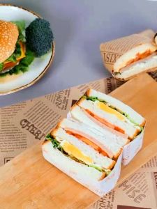 50Pcs Sandwich Wrapper Greaseproof Food Wrapping Paper Wax Paper for Burger Fries Dessert