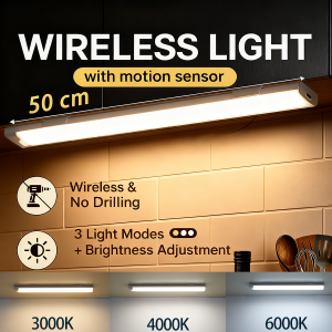Wireless LED Cabinet Lights Motion Sensor LED Bar Light Rechargeable Magnetic for Kitchen Closet Night Light Indoor Lighting