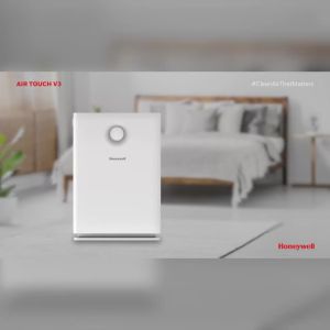 Honeywell Air Touch V3 Air Purifier For Home 4 Stage Filtration Coverage Area of 46 m² Pre-Filter H13 HEPA Filter Activated Carbon Filter Removes 99.99% Pollutants & Micro Allergens.