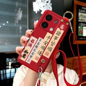 Redmi NOTE13 pro Soft Silicone Protective Case with Wrist Strap And Stand Full Edge Protection Crossbody Hanging Rope Compatible with Xiaomi Phones