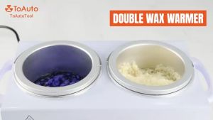 Double Pot Wax Warmer Electric Pemanas Waxing Pot 2 Tungku Hair Removal Wax Machine - Konstruksi Logam dan Pot Aluminium, Sakelar Hidup/Mati, Pengaturan Suhu Disesuaikan (Ready Stock, COD)