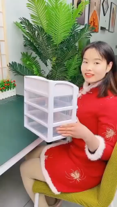 Rak Kosmetik 3 Susun Kotak Perhiasan Alat Makeup / Rak MakeUp 3 Laci Storage Box Kotak Penyimpanan Kosmetik