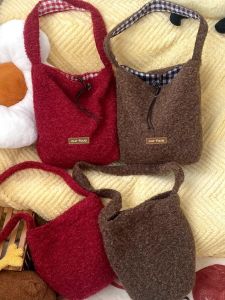 Soft Plush Bucket Bag Shoulder Crossbody Bag Large Capacity Double Sided Cloth Bag Autumn Winter New Style Comfortable Cozy Fur Handbag