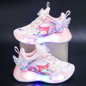 Girls Breathable Mesh Sporty Dad Shoes Spring Autumn New Style Childrens Running Shoes Low Cut PU Leather Slip-On Shoes