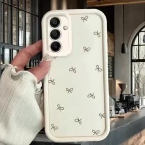 Minimalist Bow Print Phone Case For Samsung Galaxy A73 A72 A71 A56 A55 A54 A53 A52 A51 A50 A35 Matte Shockproof Anti Slip Cover