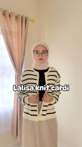Lalisa Knit Cardy Premium Cardigan  Bahan Rajut Premium - Cardigan strip Tebal