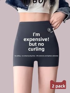 Ice Silk Safety Shorts Womens High Waist Slim Fit Summer Thin Briefs No Roll Edge Shark Shorts Underwear Bottoms Non See through