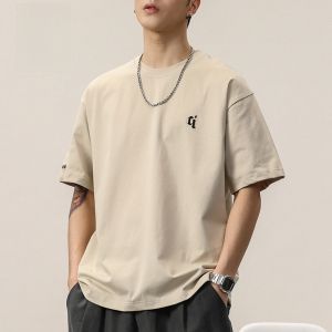 ROMON | Lormen Mens Short Sleeve T-Shirt Pure Cotton Ice Silk Thin Summer New Style Large Size Spring Fashion Casual Round Neck Top