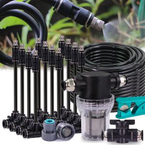 3/8" 9/12mm Misting Cooling System 360° Bend 0.6mm Nozzles Atomizer Sprayers PE Tubing 80 Mesh Filter Garden Irrigation Watering
