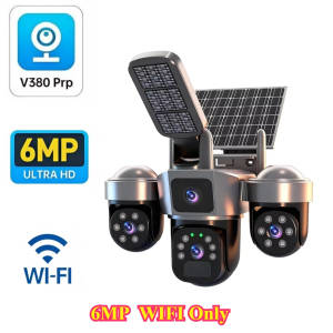 difang | 6MP WIFI Solar Camera 3 Lens 3 Screen 10X Optical Zoom Outdoor PTZ PIR Human Detection Security Cameras Auto Tracking CCTV V380
