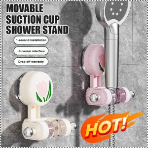 Removable Punch-Free Shower Head Holder Reusable Suction Cup Shower Head Bracket Adjustable Bathroom Rack
