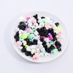 100pcs/lot 12x9mm Acrylic Heart Beads Colorful Large Hole Loose Beads For DIY Handmade Bracelet Earrings Jewelry Making Supplies