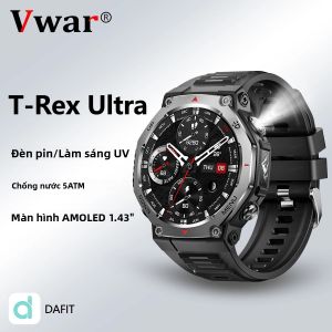 Đồng Hồ Thông Minh VWAR T-Rex Ultra Đồng Hồ Thể Thao Gọi Điện Bluetooth Chống Nước 5ATM Có Đèn Pin/đèn UV Theo Dõi Nhịp Tim Dành Cho Nam Tương Thích Với Huawei Xiaomi
