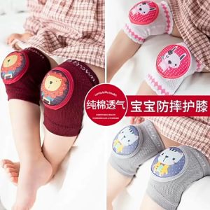 Baby Knee Pad Cotton Anti-Slip Mesh Breathable Crawling Safety Protection Cute Leg Protector (Cartoon) (1 Pair)