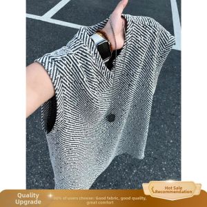 Zebra Stripe V-Neck Sleeveless Shirt Male Summer Sportswear