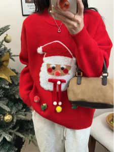 เสื้อชั้นในถักสีแดงสำหรับผู้หญิงในฤดูหนาว ปี 2025 เสื้อเชิ้ตทรงเข้ารูปแบบใหม่ แขนยาว ปกติ อบอุ่น แฟชั่นฤดูใบไม้ร่วงและฤดูหนาว