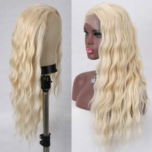 Golden Front Lace Long Curly Wigs Natural Hairline Easy to Wear Breathable Comfortable for Women Anime Cosplay Full Head Wig