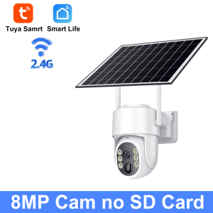 Tuya 8MP Solar-powered Camera Wifi Connect PIR Human Detection Night Vision Waterproof Design Safety Internal Battery Outdoor