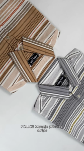 POLICE Kemeja Printing Stripe Cotton Soft Regular Fit Pria