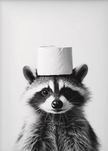 Highland Cow Otter Cat  Raccoon with Toilet Paper Poster Print Canvas Painting Bathroom Wall Art Funny Toilet Humor Home Decor