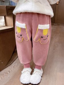 Dày Dặn Lông Cừu Mùa Đông Mũ Giáng Sinh Bé Gái Quần Ống Rộng Thoải Mái Thời Trang Sành Điệu Mới 2024 Ấm Áp Ấm Cúng Quần Tây Dành Cho Bé Gái