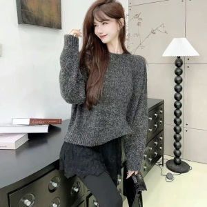 กระโปรงสั้นผ้าลูกไม้สไตล์เกาหลีทรงเข้ารูปเอวสูง ปกปิดสะโพก ชั้นในสำหรับใส่ทำงานในฤดูหนาว กระโปรงสั้นผ้าไนลอนผสม