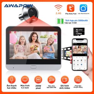Chuông Cửa Thông Minh Awapow 4.3 Inch Với Camera Nhìn Trộm Âm Thanh Hai Chiều Video Tầm Nhìn Ban Đêm Phát Hiện Chuyển Động Cho An Ninh Gia Đình