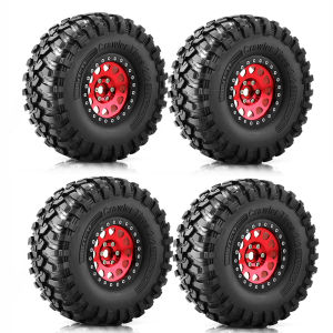4Pcs 2.2" Beadlock Wheel Rim Rubber Tire Set for 1/10 RC Crawler TRX-4 Axial SCX10 90046 D90 Voodoo KLR