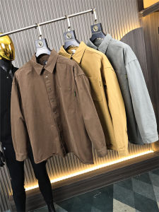 Old Japanese-Style Retro! Worn ~ All Cotton! Spring & Fall Men Solid Color Outerwear Casual Outwear Lapel Long Sleeve Shirt