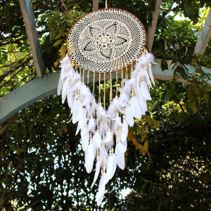 Large Dream Catcher Wedding Decoration Handmade White Feather Pendant Creative Wall Hanging Home Decor American Country Style