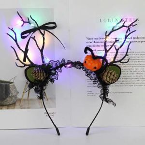 Halloween Glowing Headwear Devil Pumpkin Light Fairy Flash Decorative Hairband Party Props Womens Fashion Accessory