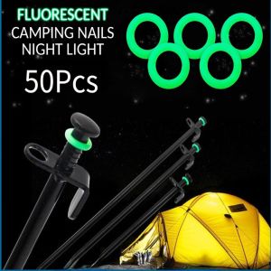 10/30/50Pcs Outdoor Camping Nail Fluorescent Ring Tent Peg Reflective Ring Camping Nail O Ring Night Glow Safety Ring
