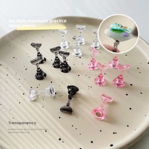 Strong Magnetic Transparent Black Chess Piece Nail Art Tools Pink Girl Heart Nail Tips Base Wearable Nail Art Accessories