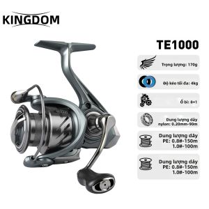 Máy Câu Cá Kingdom TERTIA Spinning Fishing Reel 1000-5000 Series 8+1BB Tỷ Lệ Truyền Động 5.2:1 Lực Kéo Tối Đa 4-15KG Cuộn Dây Hợp Kim Nhôm Nước Ngọt Nước Mặn Sẵn Sàng Sử Dụng