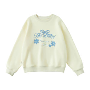Autumn Winter round Neck Sweatshirt Long Sleeve Loose Fit Butterfly Knot Print Top for Children Girls Ages 4-14 Casual Style