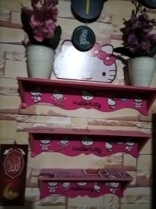 real pict rak dinding / rak susun / karakter / hello kity / keropi / doraemon