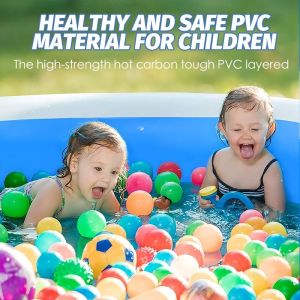 Large Rectangular Inflatable Swimming Pool Thick PVC 3 Air Chamber Family Water Play Pool For Kids Adults Backyard Summer Party