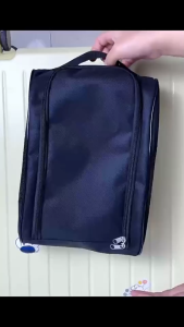 Shoe Bag Recyclable Black Gym Bag with Dust Compartment Eco Friendly Storage Durable Outdoor Travel Reusable Nylon Material Cleat Bags Sports Smell Proof Golf Soccer Waterproof Ventilation Mesh Holes Various Sizes Portable Organizing Pouch Sneaker Bags fo