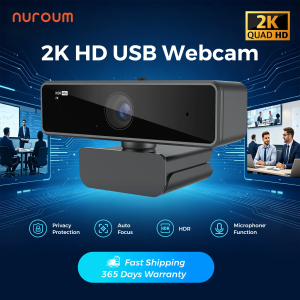 NUROUM V11 2K Webcam With Dual Microphone 1080P 60fps 1440P 30fps FHD Computer Mini Web Camera USB for PC Laptop
