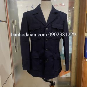 Áo khoác vest bảo vệ mùa đông vải casme 2 lớp màu xanh đậm