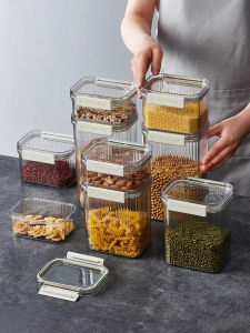 Hộp Đựng Đồ Nhà Bếp Bằng Nhựa Trong Suốt Cấp Thực Phẩm Hộp Đựng Kín Đựng Gạo Đa Năng Hình Vuông Phong Cách Nhật Bản Cho Trẻ Em