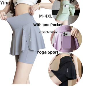 Yingbao Womens Yoga Skirted Capri Leggings Golf Tennis Pants with Skirt for Running Workout Active Ladies Summer Outdoor Cycling Short Pant