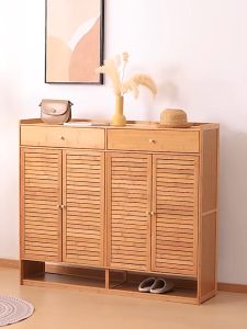 Drawer shoe cabinet shoe rack rak kasut bertutup Storage Organizer Bamboo storage 鞋柜鞋架 rak kasut