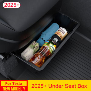 Under Seat Storage Box Drawer for Tesla New Model Y 2025 Launch Juniper Center Console Organizer Accessories Front Tray Trash