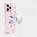 HelloKitty Magnetic Absorption iPhone pro Max Phone with Lanyard Full Cover Womens Style Lambskin Apple 16 Series Case. 