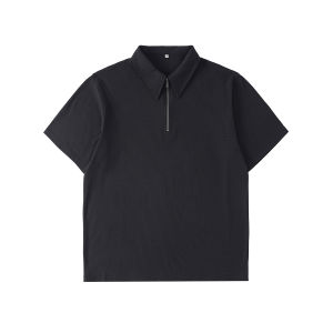 Retro Lazy Style Tencel Blend Jacquard Short Sleeve Polo Shirt