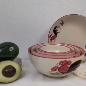 ถ้วย ถ้วยเซรามิค ปากบาน ถ้วยตราไก่รุ่น หยินหยาง เซ็ต 5 ใบ(ถ้วย+จาน) ขนาด 4นิ้ว-7นิ้ว ทนความร้อน เข้าไมโครเวฟได้